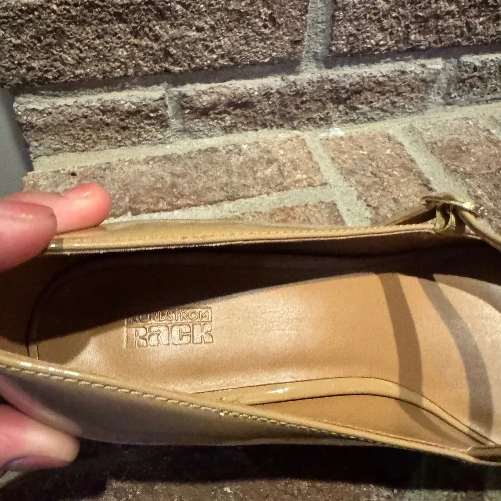 Nordstrom Rack Jackie Cap Toe Mary Jane Pump Patent Light Brown, Tan Size 8M 422